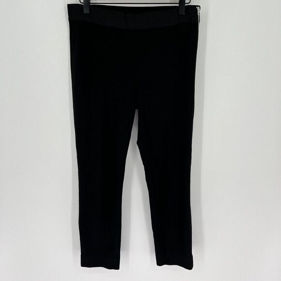 EVERLANE Stretchy Ponte Knit Cropped Skinny Pants Side Zip Black Size 6 READ - Picture 1 of 5